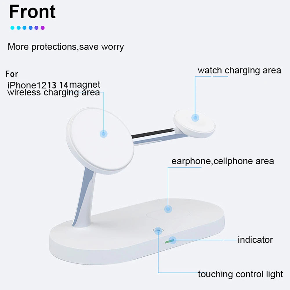 3 in 1 Wireless Charger Stand For iPhone 12 13 14 15 16 Fast Charging Station for Apple Watch 10 9 8 7 6 5 4 Airpods 2 3 Pro